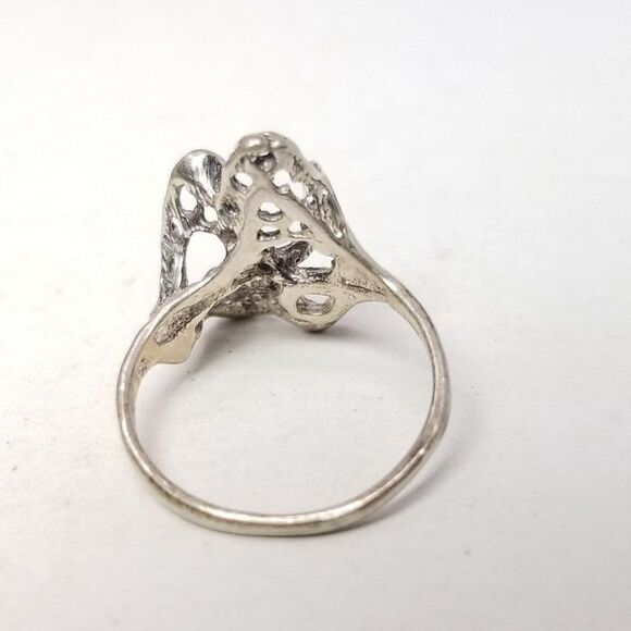 Vintage Sterling Silver Abstract Wavy Filigree Design Ring, Size 6 1/2 Band - Picture 4 of 10